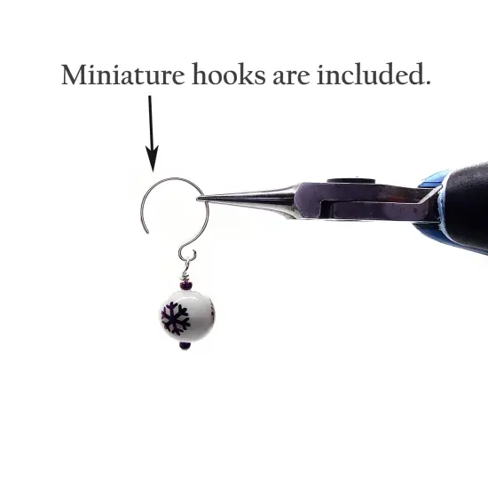 Mini Christmas Ornaments, 8 pieces with Hooks, Red & Green Glass Bell Baubles, Adorabilities {5}