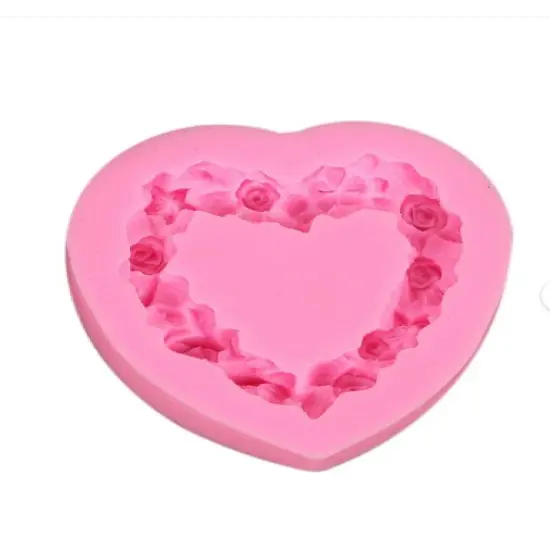 ROSE AND FLORAL HEART FRAME MOLD {1}