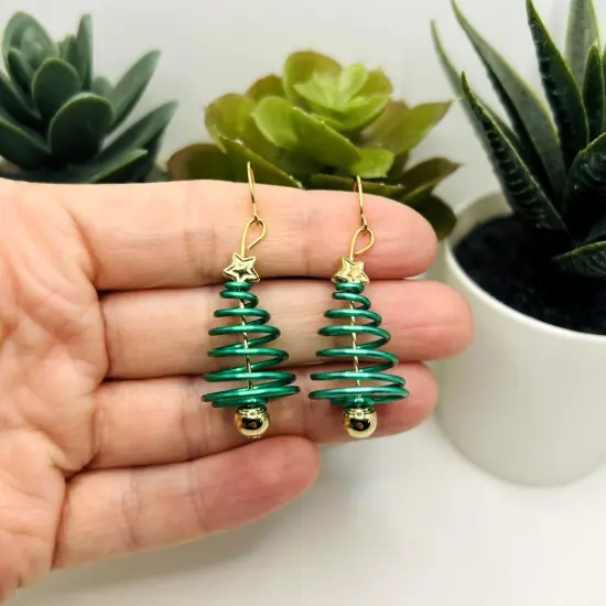 2 Sets Spiral Christmas Tree Earrings {3}