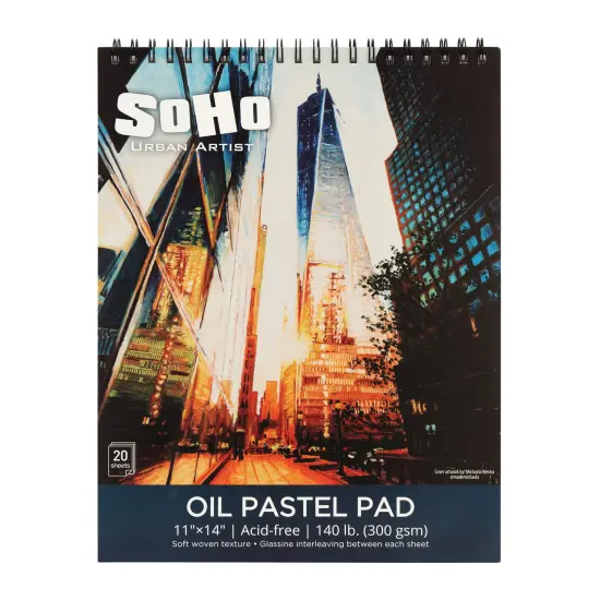 SoHo Urban Artist Fine Textured Professional Pastel Paper Pad - 140 lb. - Acid-Free Fine Textured Canvas Paper with Glassine Sheets, 20 Perforated Sheets, Durable Oil Pastel Paper for Artists {1}