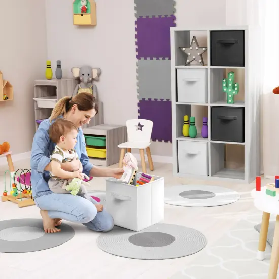 Sorbus Fabric Collapsible Cube Storage Bins Set (6 Pack) Black and white {5}