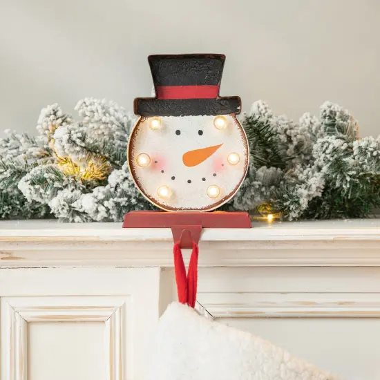 Set of 2 Marquee LED Tree/Snowman Head Stocking Holder Set of 2-"Snowman" {10}