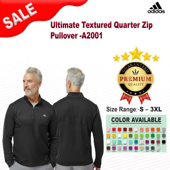 Adidas&reg; Ultimate Textured Quarter Zip Pullover Black {2}