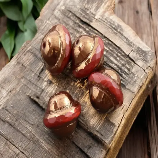 Bronze Washed Ruby Red Saturn Beads - Choose Your Size {3}