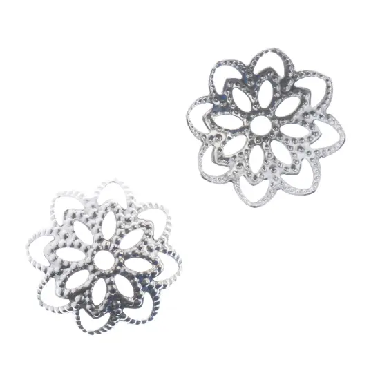 John Bead Stainless Steel Silver Bead Cap {3}