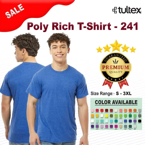 Tultex&reg; Unisex Poly Rich Short Sleeve Crew-neck T-Shirt Heather denim {2}