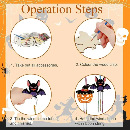9pcs Halloween Crafts for Kids DIY Wind Chime Kit Halloween {4}