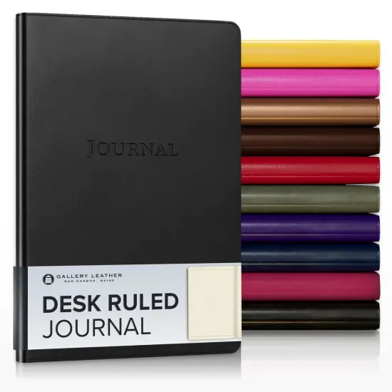 Gallery Leather Journal - Crafted in Maine, USA - Elegant Leather Writing Notebook with 192 Lined Pages - A Timeless Space for Your Thoughts - 8x5.5, Desk Lined Freeport Black {1}