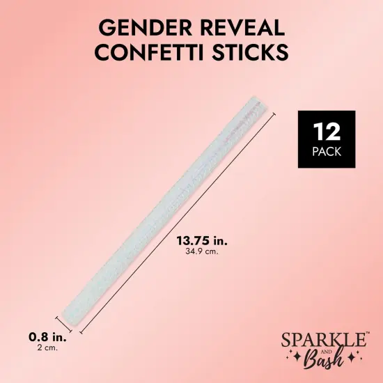 12 Pack Gender Reveal Confetti Wands, Flutter Sticks with Pink and Blue Confetti Strips {3}