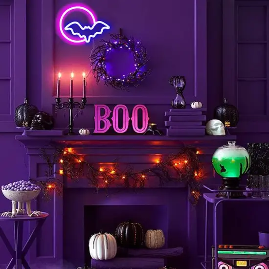 Moon and Bat LED Neon Lights {5}