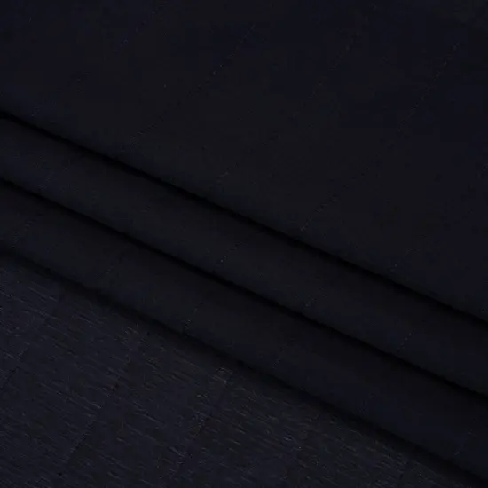 1 Yard Midnight Monochrome Pinstripe Crinkled Silk Georgette Fabric Deep Well 48 Inch Width {4}