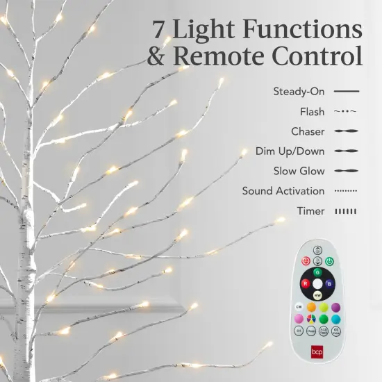 Best Choice Products Set of 3 Lighted Twig Birch Trees, 4ft, 6ft, 8ft w/ 300 LEDs, Warm White, Multicolor Lights {5}