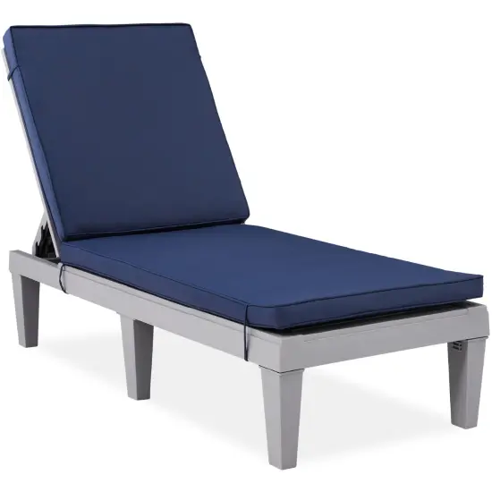 Best Choice Products Outdoor Lounge Chair, Resin Patio Chaise Lounger w/ Seat Cushion, 5 Positions Gray/Teal {7}