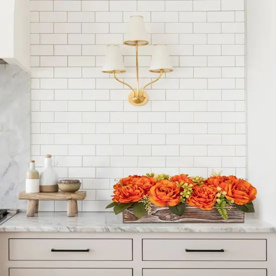 14" Artificial Flowers in Pot - Burnt Orange {4}