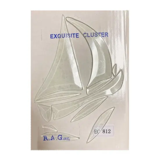 10-1/2" x 7" Exquisite Clear Glass Sailboat Bevel Cluster EC812 {3}