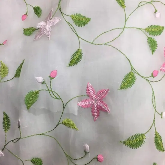 1 Yard Silk Organza Embroidered Fabric for Luxury Fashion 44/45 Inch Wide {1}
