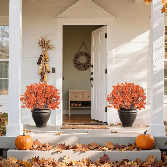 8 Bundles Artificial Babys Breath Flowers Bulk (Orange) {4}