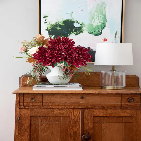 Large Heads Chrysanthemums Artificial Flowers-Fall Decor 6 Stems 26''Autumn Mum Fake Flowers Bouquet {5}