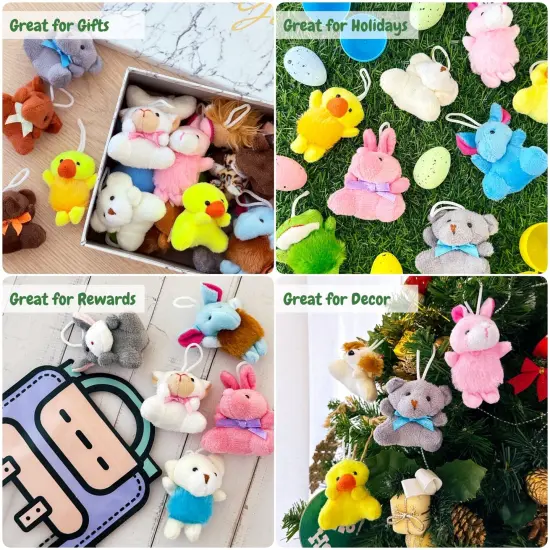 Wrapables Mini Stuffed Animal Plush Toys, Keychain Decoration, Party Favors, Stocking Stuffers, Easter Egg Basket Fillers (Set of 24) {3}