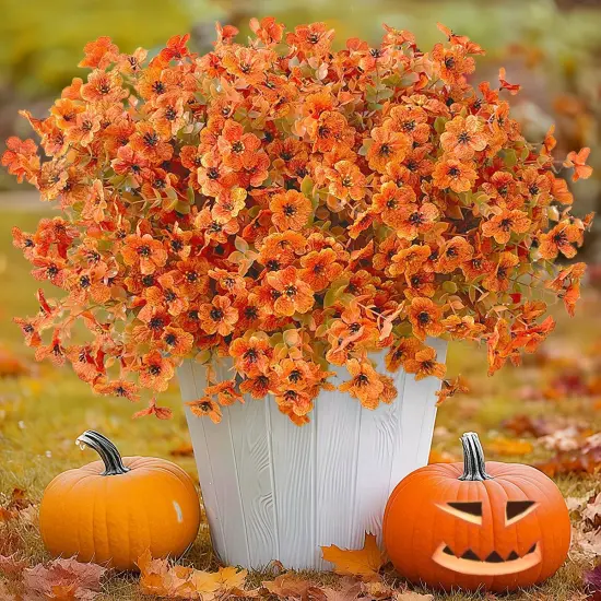 20 Bundles Fall Artificial Mums Flowers (Orange) {1}