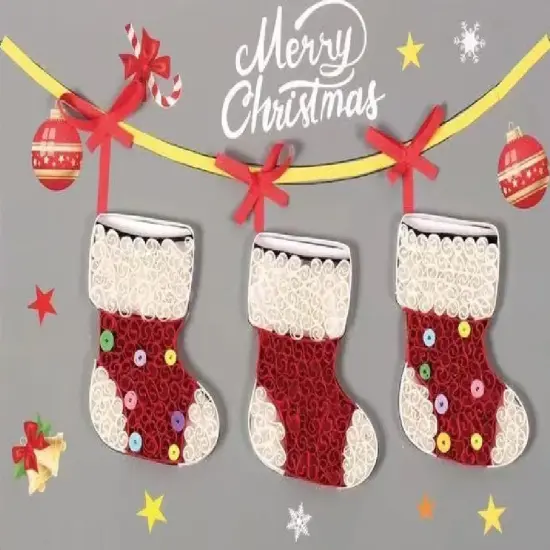 Christmas Stockings DIY Making Kit. Paper Quilling Set F07M3-6-Stocking {1}