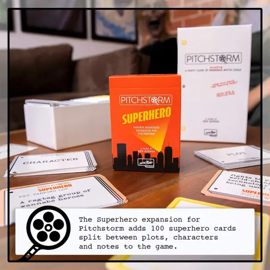 Pitchstorm: Superhero Deck - Earth's Mightiest Expansion, 100 Themed Cards, Movie Pitching Party Card Game {3}