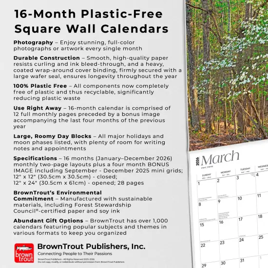 Alabama Wild & Scenic | 2026 12 x 24 Inch (Hanging) Monthly Square Wall Calendar | Plastic-Free {6}