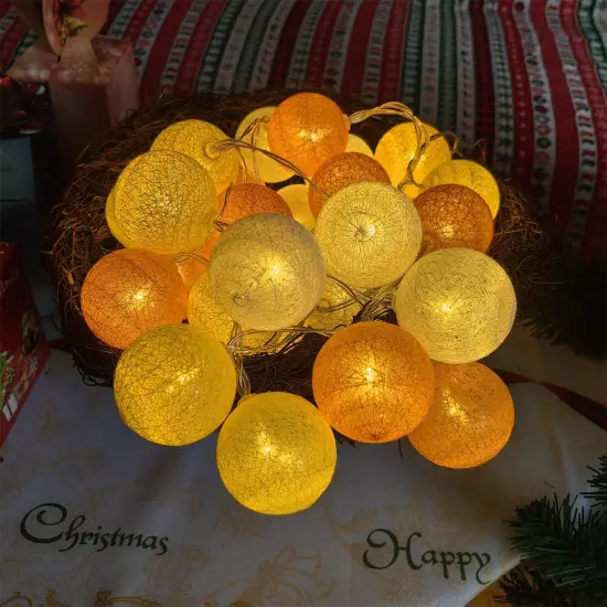 3M/10Ft 30 Yellow Orange White Ball LED Battery String Fairy Light {4}