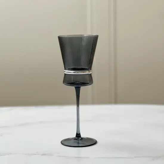 Wine Glass with Band 6pk Clear/Gold {4}