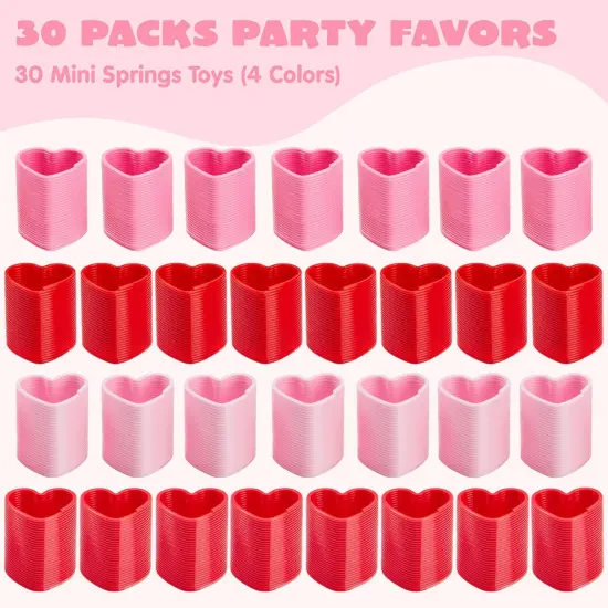 30 Packs Valentine&rsquo;s Day Party Favors with Mini Springs Toys, Multi-Color Heart Coil Springs Toys, Stress Relief Fidget Toys for Kids Classroom Exchange, School Prize and Goodie Bag Stuffers {1}