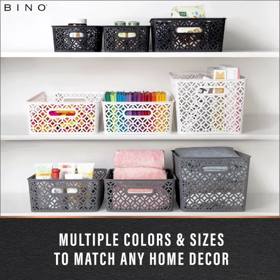 Multi-Use Organizer Bin l Built-in Handles l Plastic Woven Basket for Organizing {5}