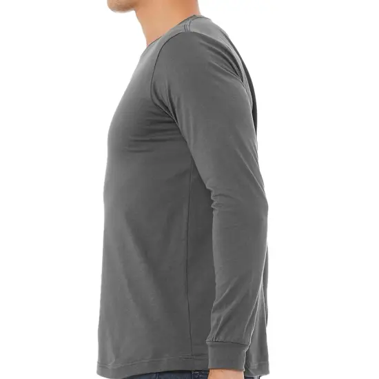 Bella + Canvas Long Sleeve T-Shirt, Men&rsquo;s Heavy Cotton Jersey Tee, Multicolor Asphalt {2}