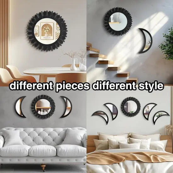 Bohemian 5PCS Wooden and Real Glass Mirror with Crystal Clear Reflection {5}