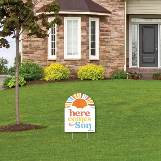 Big Dot of Happiness Here Comes The Son Small Outdoor Lawn Decoration, Boy Boho Baby Shower Welcome Yard Sign - 1 Piece {4}