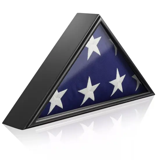 Memorial Funeral Flag Display Case for 5' x 9' Folded Casket Flag, Solid Wood {1}