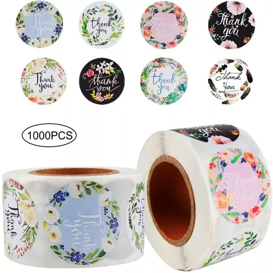 1000Pcs 1 Inch Floral Thank You Stickers Labels Roll Decorative Sealing Sticker {4}