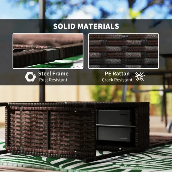 Outdoor Wicker Planter Box with Trellis & Shelf Brown {4}