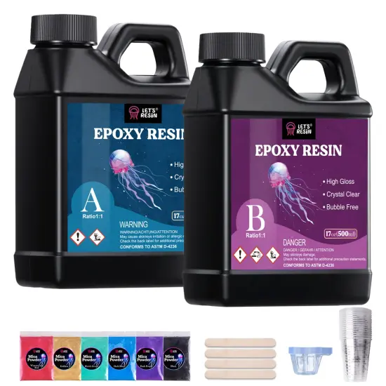 LET'S RESIN Crystal Clear Epoxy Resin, 32oz Bubbles Free Epoxy Resin, Table Top & Bar Top Casting Resin, Clear Epoxy Resin for Art Crafts {1}