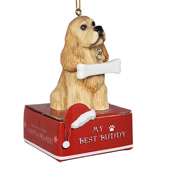 Cocker Spaniel with Bone Ornament {1}