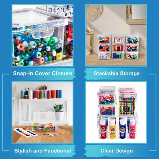 Sorbus 12-Piece Storage Set with Secure Lids - Clear Stackable Plastic Bins {5}