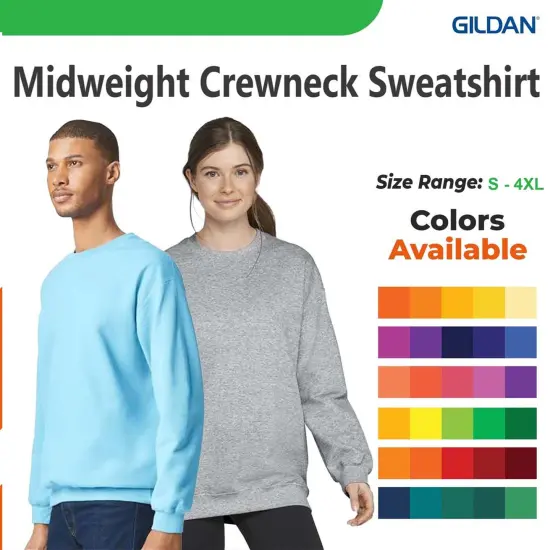 Gildan&reg; Midweight Crewneck Long Sleeve Sweatshirt Yellow Haze {2}