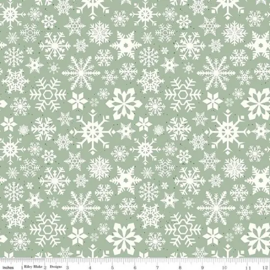 Snowflakes in Sage (c16402-sage) | Mistletoe & Holly | Beverly McCullough | Riley Blake {1}