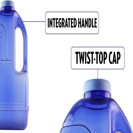 1 Gallon Square Bottle with Cap and Handle - 128 Ounces (Blue) {5}