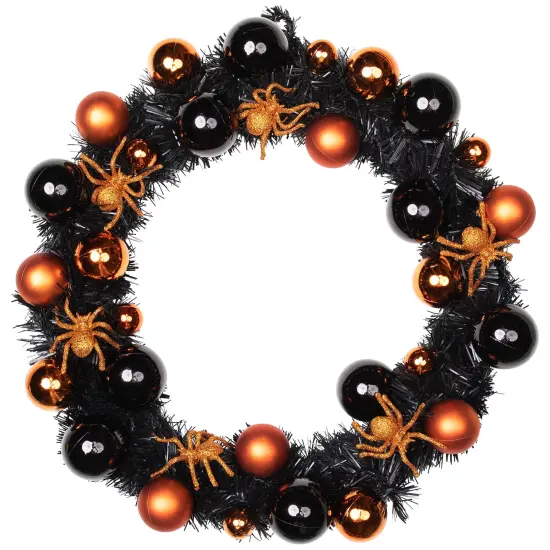 Northlight Spiders and Ornaments Halloween Wreath - 18" Orange and Black - Unlit {3}
