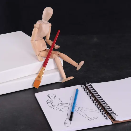 Wood 12" Artist Drawing Manikin Articulated Mannequin with Base and Flexible Body - Perfect For Drawing the Human Figure (12" Male) Pack of 2 Manikins {6}