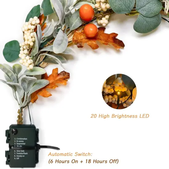 6ft Fall Garland with Lights {3}