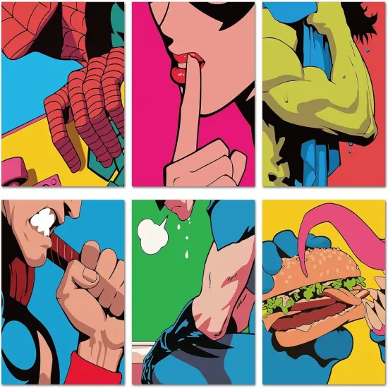 6 Pack Paint by Numbers Kit for Beginners, 11" W x 14" L Cartoon Heroes Spider DIY Acrylic Paint Set on Canvas Without Frame in Box, Kids Paint by Numbers Kits for Home Decor & Birthday Gift {1}