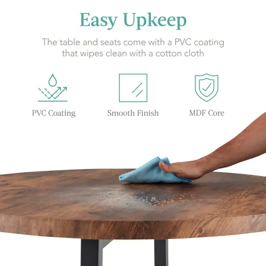 Best Choice Products 5-Piece Modern Round Counter Height Dining Set w/ 4 Chairs, 1.5in Thick Table Brown {5}