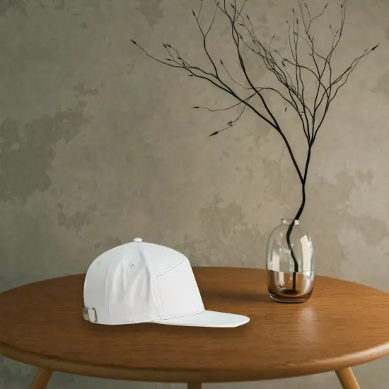 1 Count Stylish Hybrid Flat Bill Cap 100 Percent Cotton Twill with Adjustable Strap Back White {2}