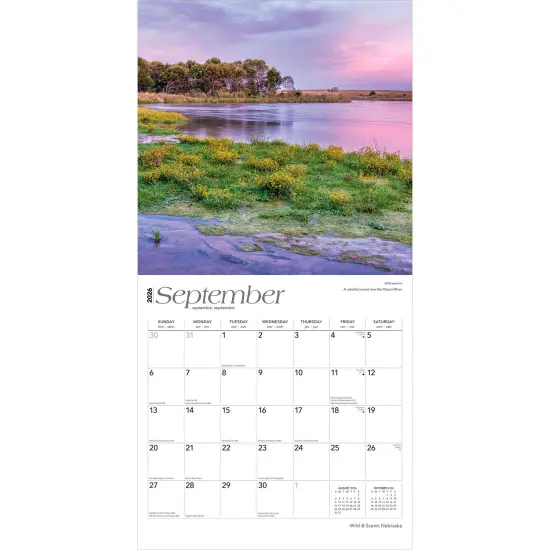 Nebraska Wild & Scenic | 2026 12 x 24 Inch (Hanging) Monthly Square Wall Calendar | Plastic-Free {4}